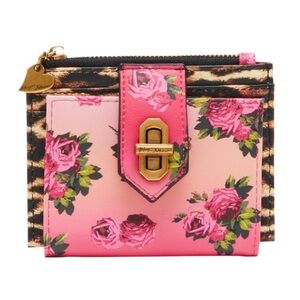 Betsey Johnson Leopard Floral Bifold Wallet